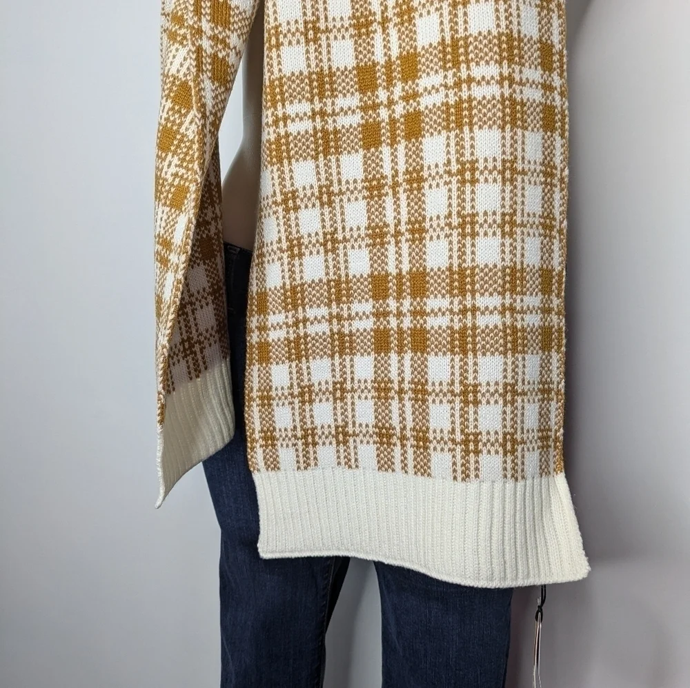 NWT Timberland white tan plaid fall winter scarf OS